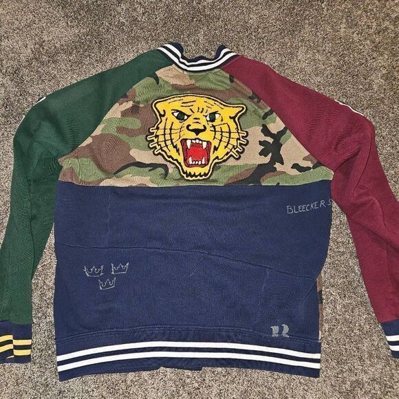 Polo Ralph Lauren Tiger Fleece Bomber Patch P Wing Varsity Camo Jacket Size M - Picture 5 of 8